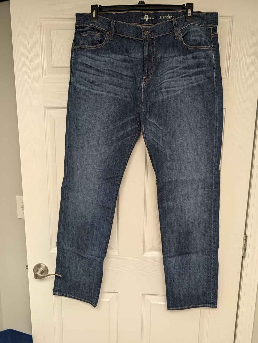 7 For All Mankind Standard Men's Dark Blue Jeans - Classic Straight Fit 40/34